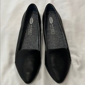 NWOB Dr. Scholl’s Black Snake Pointed Toe Flats